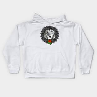 Lion Orange Rose Wreath Kids Hoodie